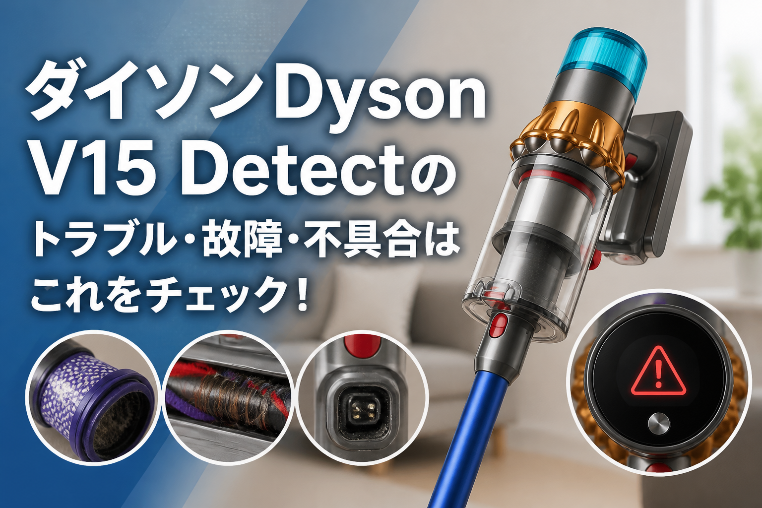 ダイソンDyson V15 Detectのトラブル・故障・不具合はこれをチェック!